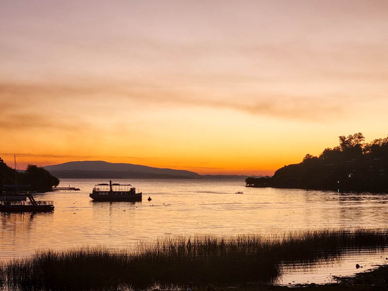 Coucher de soleil sur le lago Villarrica