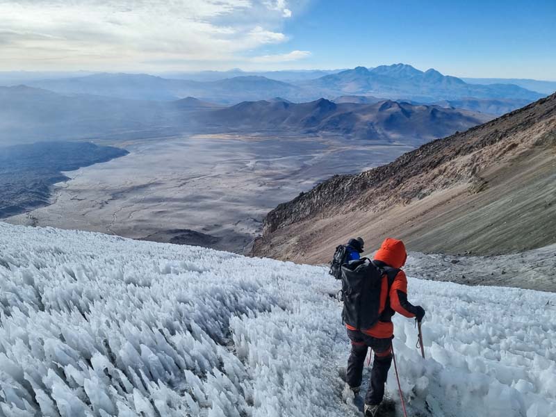 Descente sur le glacier